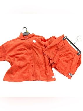 Sunshine Raised Orange Terrycloth Absorbent Bathing Suit Casual Top & Short Set
